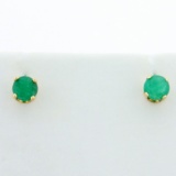 1/2ct Tw Emerald Stud Earrings In 14k Yellow Gold