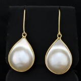 Mabe Pearl Dangle Earrings In 14k Yellow Gold