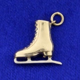 Vintage Ice Skate 3-d Charm Or Pendant In 9k Yellow And White Gold