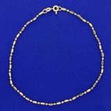 Italian-made Bead And Bar Link Anklet In 14k Yellow Gold