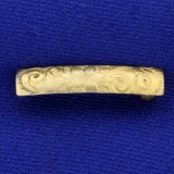 Antique Hand Engraved Victorian Era Pin In 10k Yellow Gold