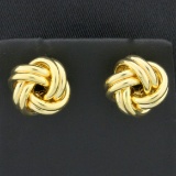 Italian-made Knot Design Earrings In 14k Yellow Gold