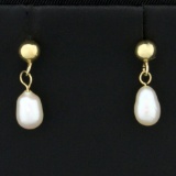 Baroque Pearl And Ball Dangle Earrings In 14k Yellow Gold