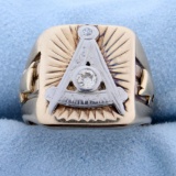 Antique Old European Cut Diamond Mason Ring In 14k Yellow Gold