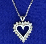1ct Tw Diamond Heart Pendant With Chain In 10k White Gold