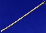 Italian Made Intricate Woven S Link Diamond Bracelet In 14k Yellow And White Gold