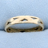 Vintage Hand Crafted Wedding Band Ring With Woven Design In 14k Yellow Gold