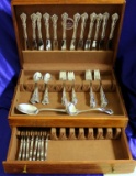 Reed And Barton Rose Cascade 59 Piece Solid Sterling Silver Flatware Set