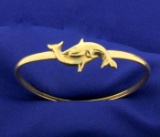 Dolphin Bangle Bracelet In 14k Yellow Gold