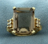 10ct Smoky Topaz And White Sapphire Ring In 14k Yellow Gold