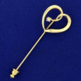 Heart Pin With Diamond In 14k Yellow Gold