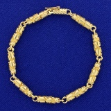 7 Inch Gold Nugget Style Bracelet In 14k Yellow Gold