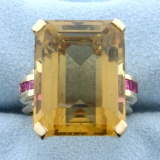 20ct Citrine And Pink Topaz Statement Ring In 14k Yellow Gold
