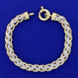 Designer Cable Link Bracelet In 18k Yellow And White Gold