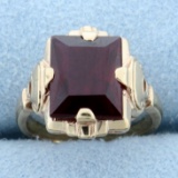 Antique 3ct Lab Ruby Solitaire Ring In 10k Rose Gold