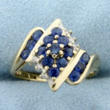 1ct Tw Sapphire And Diamond Ring In 10k Yellow Gold