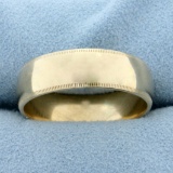 Men's Wedding Band Ring With Beaded Edge In 14k Yellow Gold
