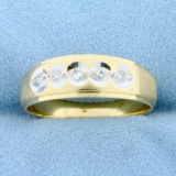 Men's Unique Diamond Wedding Band Ring In 14k Yellow Gold