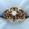 Vintage Diamond And Garnet Ring In 14k Yellow Gold