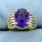 4ct Checkerboard Cut Amethyst Ring In 14k Yellow Gold