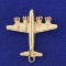 3-d Vintage Airplane Charm Or Pendant With Rubies In 14k Yellow Gold