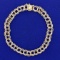 7 1/4 Inch Double Ring Link Charm Bracelet In 14k Yellow Gold