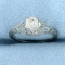 Vintage Art Deco Filigree Diamond Ring In 14k White Gold
