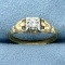 Edwardian .15ct Diamond Solitaire Ring In 14k Yellow And White Gold