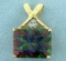 Mystic Topaz And Diamond Pendant In 14k Yellow Gold