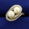 Two Cultured Pearl Ring In 10k White Gold