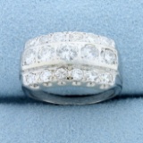 1ct Tw 3-row Vintage Diamond Ring In 14k White Gold