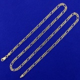 Italian Made 22 Inch Figaro Neck Chain In 10k Yellow Gold