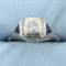 Vintage Diamond And Sapphire Ring In 14k White Gold