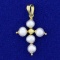 Akoya Pearl Cross Pendant In 18k Yellow Gold