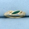 Vintage Kabana Designer Malachite And Diamond Stacking Ring In 14k Yellow Gold