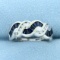 Sapphire And Diamond Waive Design Ring In 14k White Gold