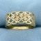 Net Design Diamond Ring In 14k Yellow Gold