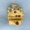 3-d House Pendant Or Charm In 18k Yellow And White Gold