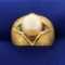 18k Gold Akoya Pearl Ring With Emerald, Ruby, Sapphire, And Amethyst Gemstones