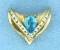 Blue Topaz And 1/2 Ct Tw Diamond Slide Or Pendant For Omega Necklace Or Chain In 14k Yellow Gold