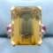 20ct Citrine And Pink Topaz Statement Ring In 14k Yellow Gold
