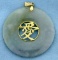 Large Jade Chinese Love Character Pendant In 14k Yellow Gold