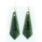 Jade Dangle Earrings With Chinese Character For Buddha In 14k Yellow Gold