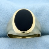 Large Oval Onyx Ring In 14k Yellow Gold