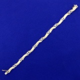 Turkish-made Designer Link 7 1/2 Inch Bracelet In 14k Yellow And White Gold