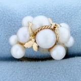 Akoya Pearl Cloud Bubble Ring In 14k Yellow Gold