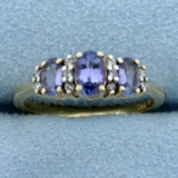 Tanzanite And Diamond Ring In 14k Yellow And White Gold