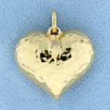 Hammered 3-d Heart Pendant In 14k Yellow Gold