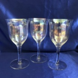 Set Of 3 Rainbow Iridescent Wine Glasses Or Water Goblets