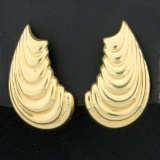 Modern Wave Design Earrings In 14k Yellow Gold